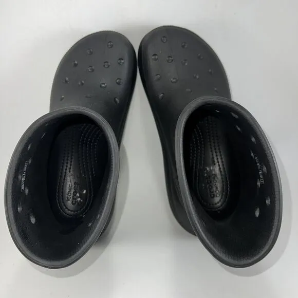 Crocs Classic Crush Chunky Rain Boots Womens Size 7 Black Rubber Unisex Mens 5