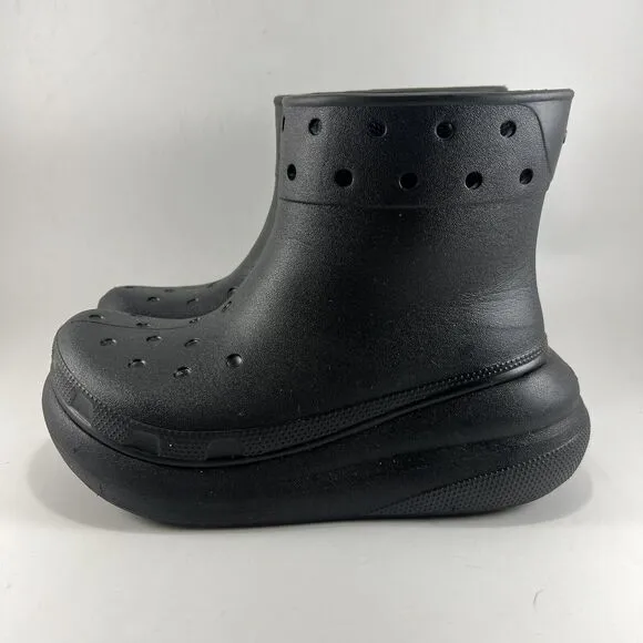 Crocs Classic Crush Chunky Rain Boots Womens Size 7 Black Rubber Unisex Mens 5