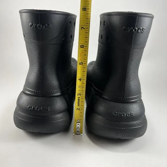 Crocs Classic Crush Chunky Rain Boots Womens Size 7 Black Rubber Unisex Mens 5