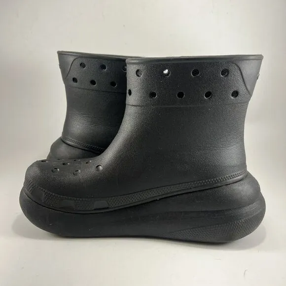 Crocs Classic Crush Chunky Rain Boots Womens Size 7 Black Rubber Unisex Mens 5