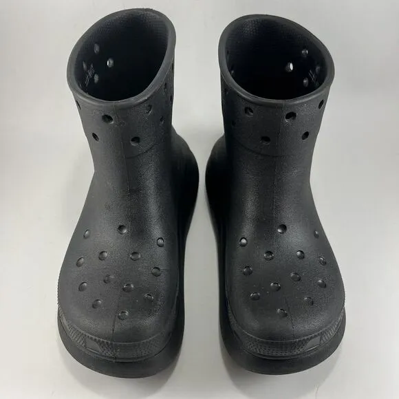 Crocs Classic Crush Chunky Rain Boots Womens Size 7 Black Rubber Unisex Mens 5