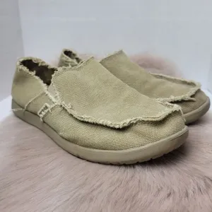 Crocs Santa Cruz Canvas Loafers Men’s Beige Slip On Shoes Size 8
