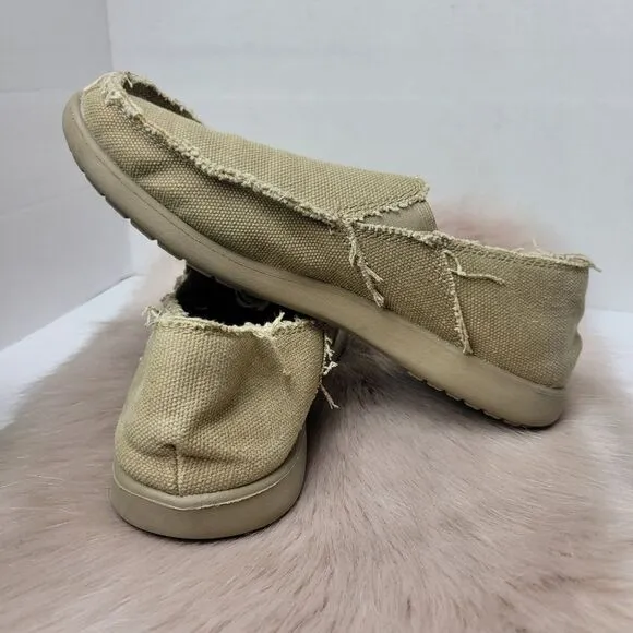 Crocs Santa Cruz Canvas Loafers Men’s Beige Slip On Shoes Size 8