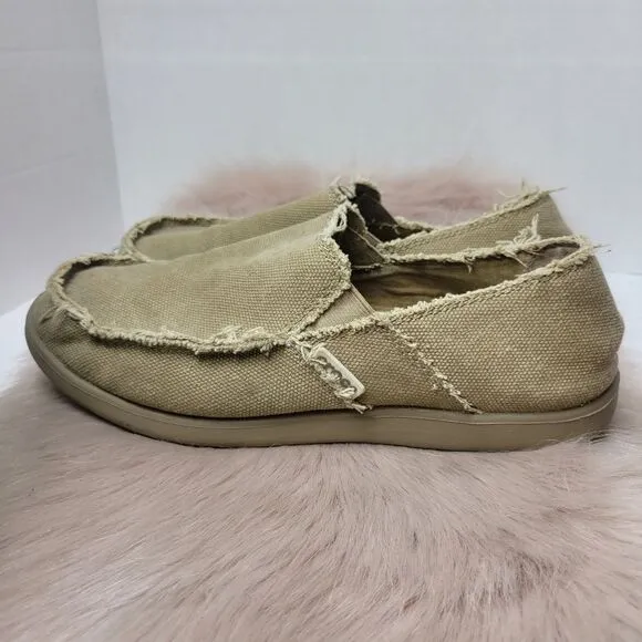 Crocs Santa Cruz Canvas Loafers Men’s Beige Slip On Shoes Size 8