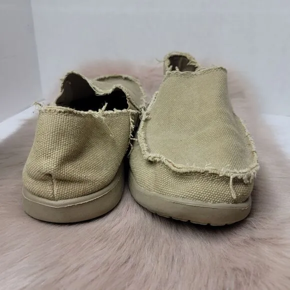 Crocs Santa Cruz Canvas Loafers Men’s Beige Slip On Shoes Size 8