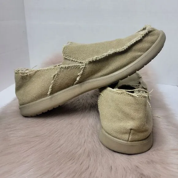 Crocs Santa Cruz Canvas Loafers Men’s Beige Slip On Shoes Size 8