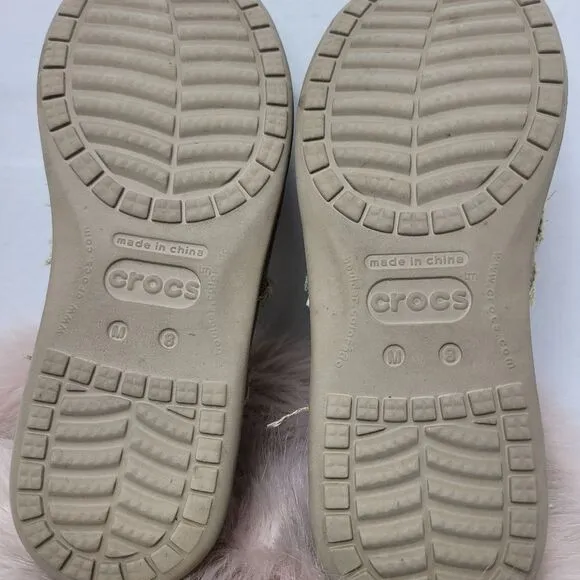 Crocs Santa Cruz Canvas Loafers Men’s Beige Slip On Shoes Size 8