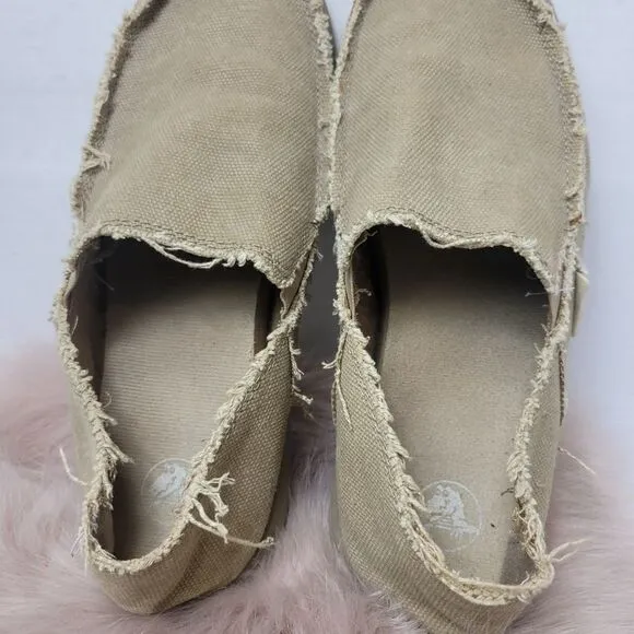Crocs Santa Cruz Canvas Loafers Men’s Beige Slip On Shoes Size 8