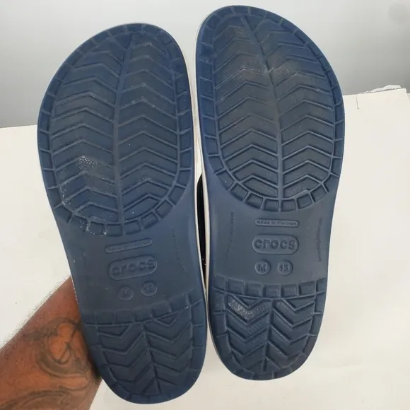 Crocs Shoes Men's 13 Crocband II Clogs Navy Blue White Slip On 11989
