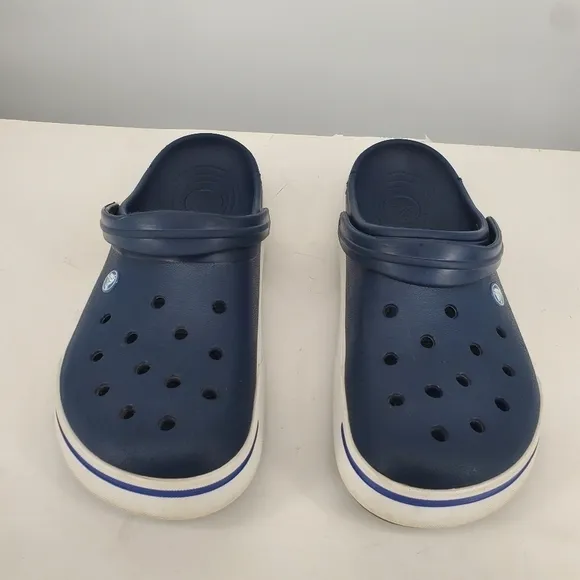 Crocs Shoes Men's 13 Crocband II Clogs Navy Blue White Slip On 11989