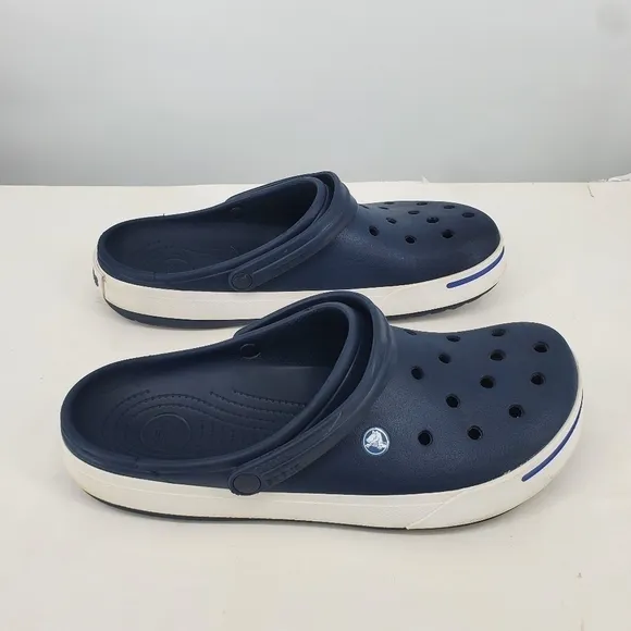 Crocs Shoes Men's 13 Crocband II Clogs Navy Blue White Slip On 11989