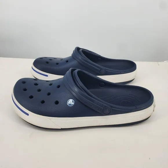 Crocs Shoes Men's 13 Crocband II Clogs Navy Blue White Slip On 11989