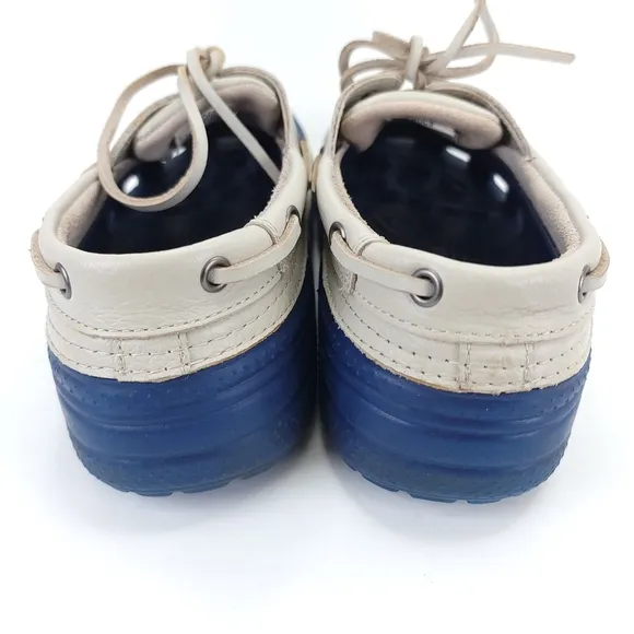 Crocs Unisex Shoes Navy Blue with Leather Tops Laces M 9 and W 11