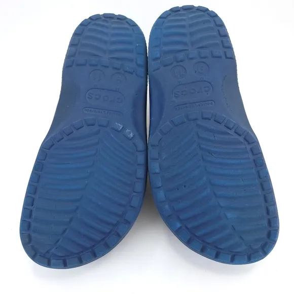 Crocs Unisex Shoes Navy Blue with Leather Tops Laces M 9 and W 11