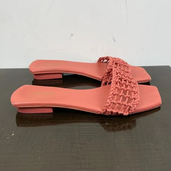 Cult Gaia Maya Woven Leather Sandals Slides Women's 38 Minimalist