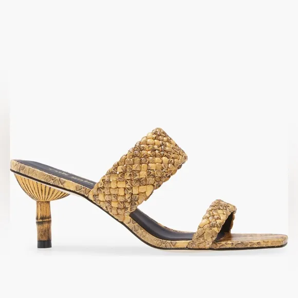 Cult Gaia Tan Snake-Print Women's slide sandals