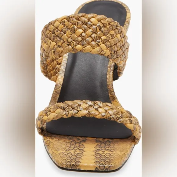 Cult Gaia Tan Snake-Print Women's slide sandals