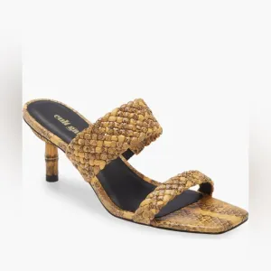 Cult Gaia Tan Snake-Print Women's slide sandals