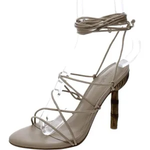 Cult Gaia Womens Soleil Tan Leather Open Toe Slip On Pumps Shoes New