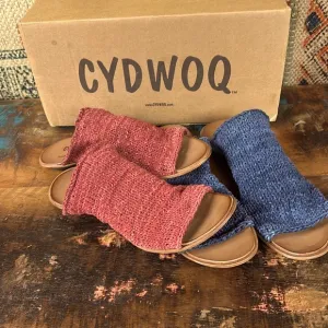 Cydwoq Arcana Sandals in navy blue or red. woven leather. New with tags.