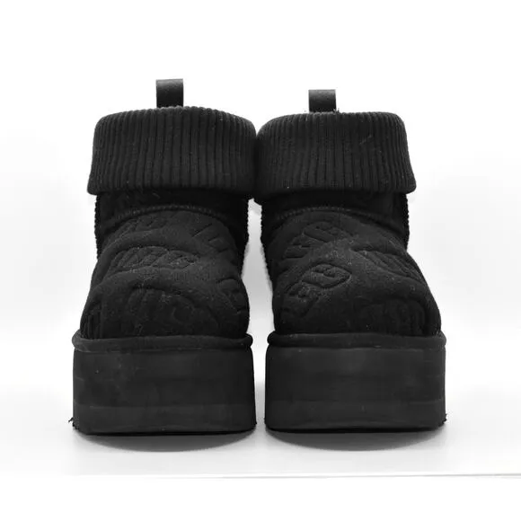 D0 NIB UGG Black Classic Mini Platform Felted Ankle Boot Shoes 1144047 Size US 7