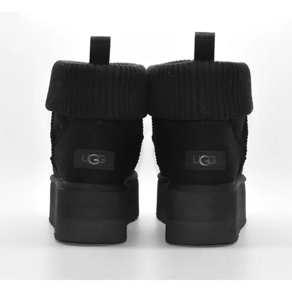 D0 NIB UGG Black Classic Mini Platform Felted Ankle Boot Shoes 1144047 Size US 7
