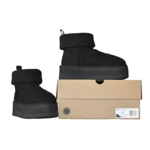 D0 NIB UGG Black Classic Mini Platform Felted Ankle Boot Shoes 1144047 Size US 7