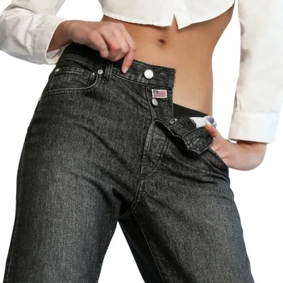Daily Blue by Adriano Goldschmied Mantra Wide Barrel Jean in Onyx size 24 NWT