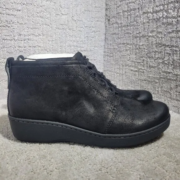 Dansko Ellen Women's Size EU 38 US 7 Black Suede Leather Wedge Bootie Boots