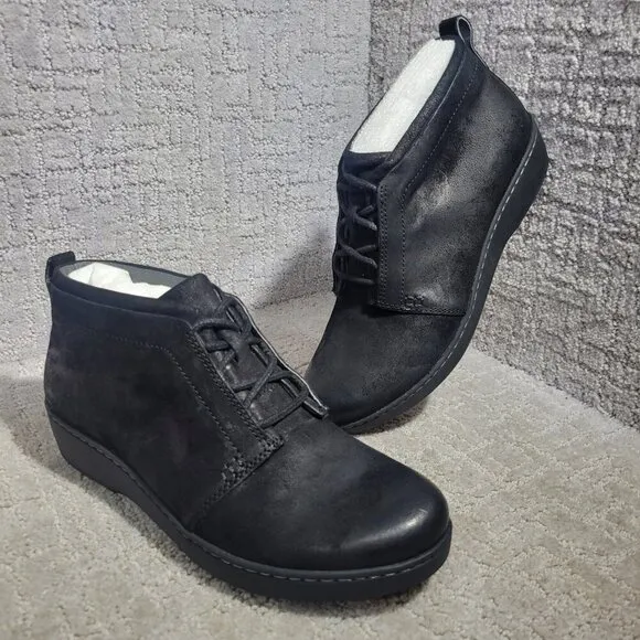 Dansko Ellen Women's Size EU 38 US 7 Black Suede Leather Wedge Bootie Boots