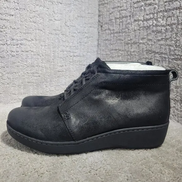 Dansko Ellen Women's Size EU 38 US 7 Black Suede Leather Wedge Bootie Boots