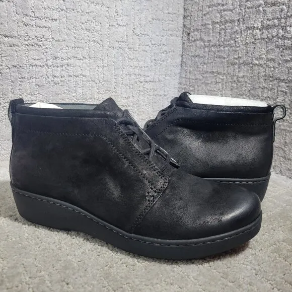 Dansko Ellen Women's Size EU 38 US 7 Black Suede Leather Wedge Bootie Boots
