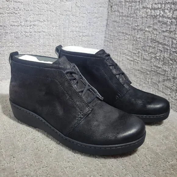 Dansko Ellen Women's Size EU 38 US 7 Black Suede Leather Wedge Bootie Boots