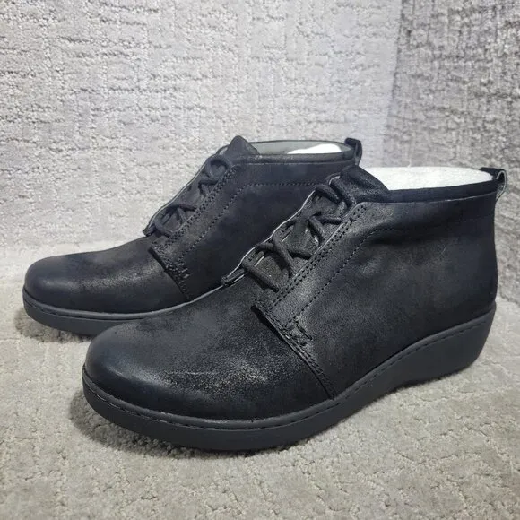 Dansko Ellen Women's Size EU 38 US 7 Black Suede Leather Wedge Bootie Boots