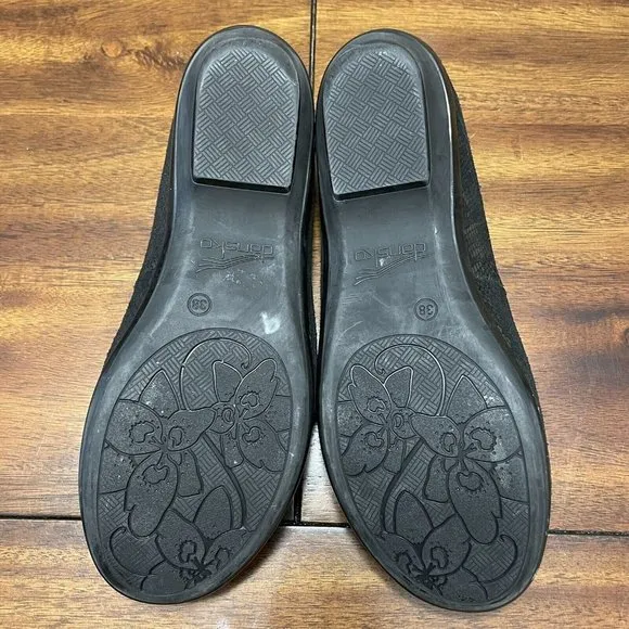 Dansko Olivia Flats Womens Size 38 US 8 Bronze Snake Slip on Leather Shoes