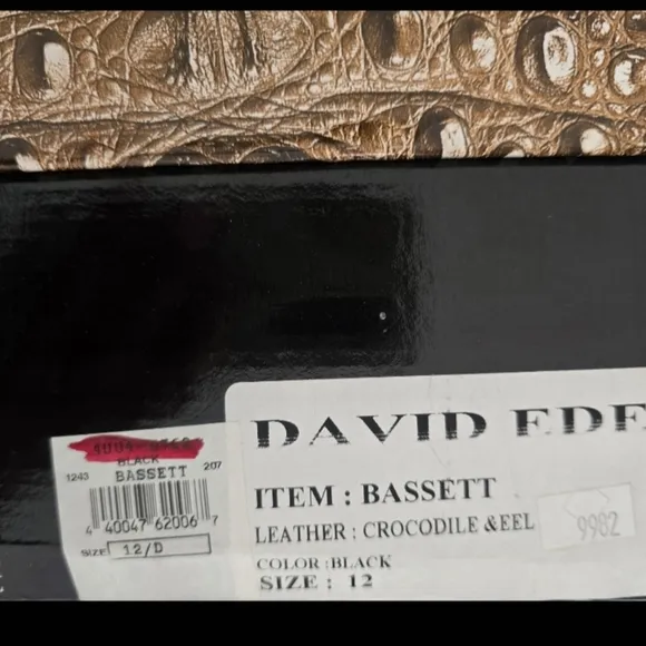 David Eden Crocodile &amp; EEL Men's Black Leather Dress Shoes