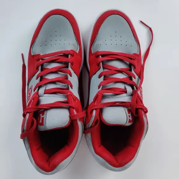 DC Cure Skate Shoes 10 Gray &amp; Red Men's Low Top Sneakers