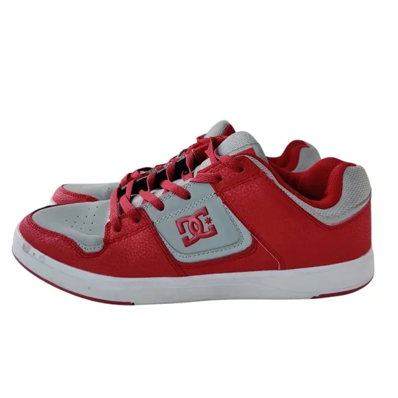 DC Cure Skate Shoes 10 Gray &amp; Red Men's Low Top Sneakers