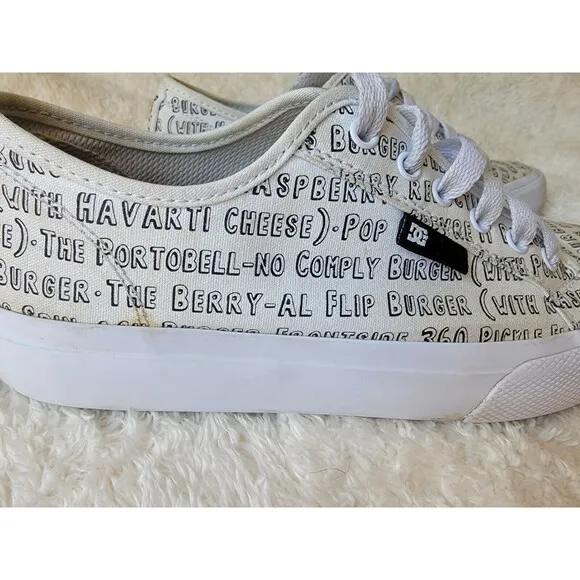 DC Shoes Bob's Burgers Manual X Size 7 Men's White Sneakers Skate Shoes