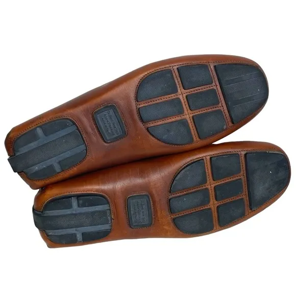 Del Amo Driving Shoe Mens 9 To Boot New York‎ Cognac Leather Loafer Gunmetal Bit