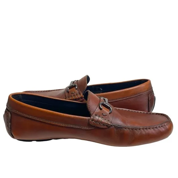 Del Amo Driving Shoe Mens 9 To Boot New York‎ Cognac Leather Loafer Gunmetal Bit