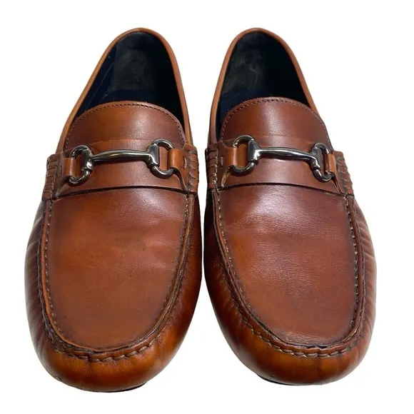 Del Amo Driving Shoe Mens 9 To Boot New York‎ Cognac Leather Loafer Gunmetal Bit
