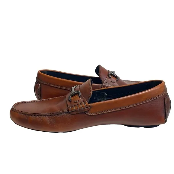 Del Amo Driving Shoe Mens 9 To Boot New York‎ Cognac Leather Loafer Gunmetal Bit