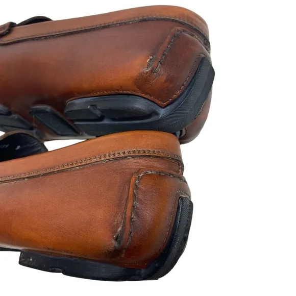 Del Amo Driving Shoe Mens 9 To Boot New York‎ Cognac Leather Loafer Gunmetal Bit