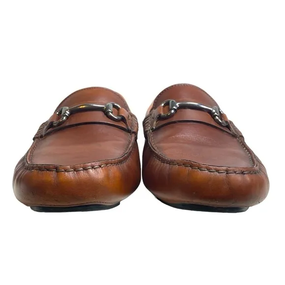 Del Amo Driving Shoe Mens 9 To Boot New York‎ Cognac Leather Loafer Gunmetal Bit