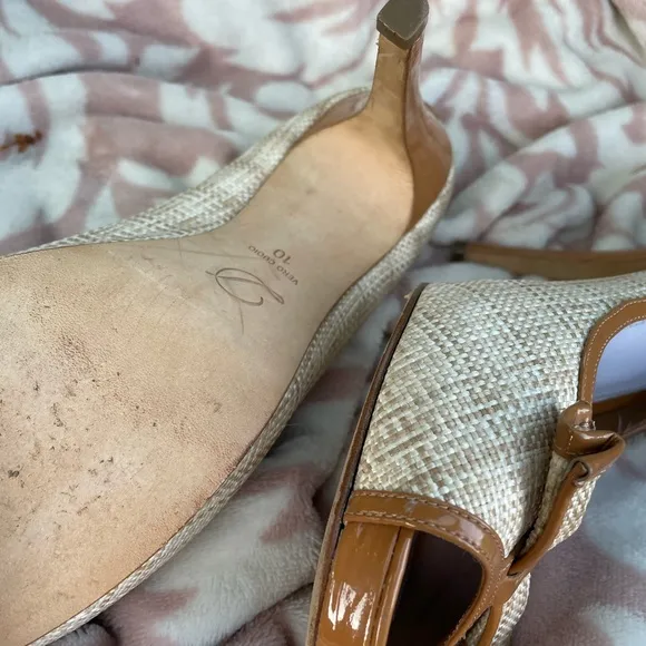Delman Women's Cream and Brown Heels