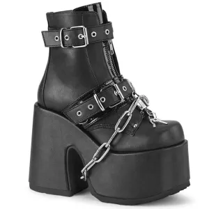 Demonia Camel 205 Black Platform Ankle Boots