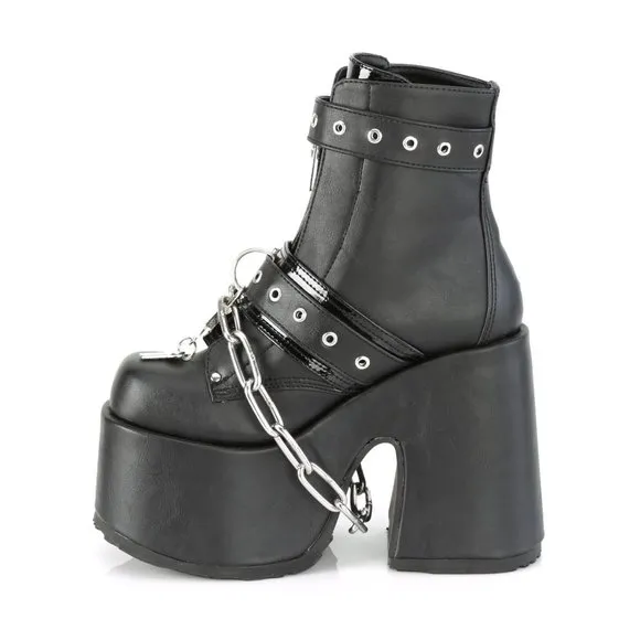 Demonia Camel 205 Black Platform Ankle Boots