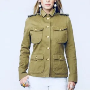 Denim &amp; Supply Ralph Lauren Cotton Denim Khaki Gold Military Jacket Blazer Coat