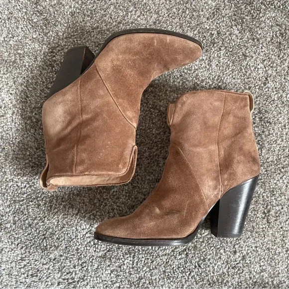 Diane Von Furstenberg Ankle Boots Womens  Size 6 M/ 36 Suede Brown Booties Heels